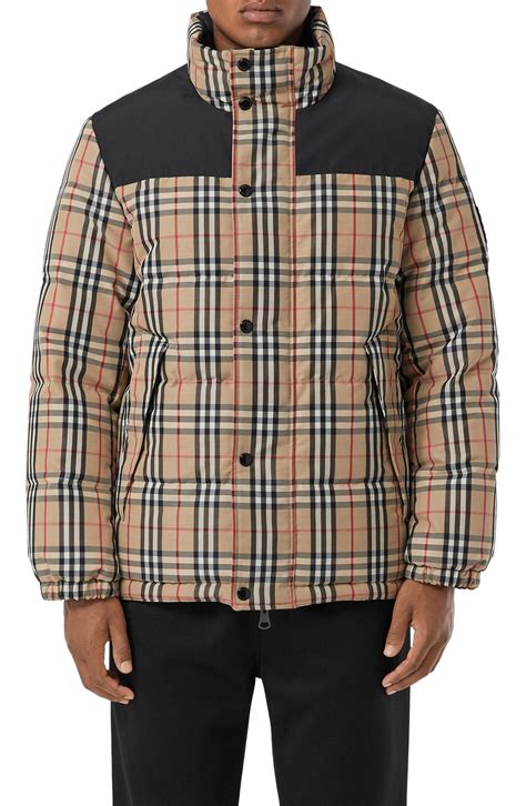 burberry down filled parka coat|Burberry check puffer jacket.